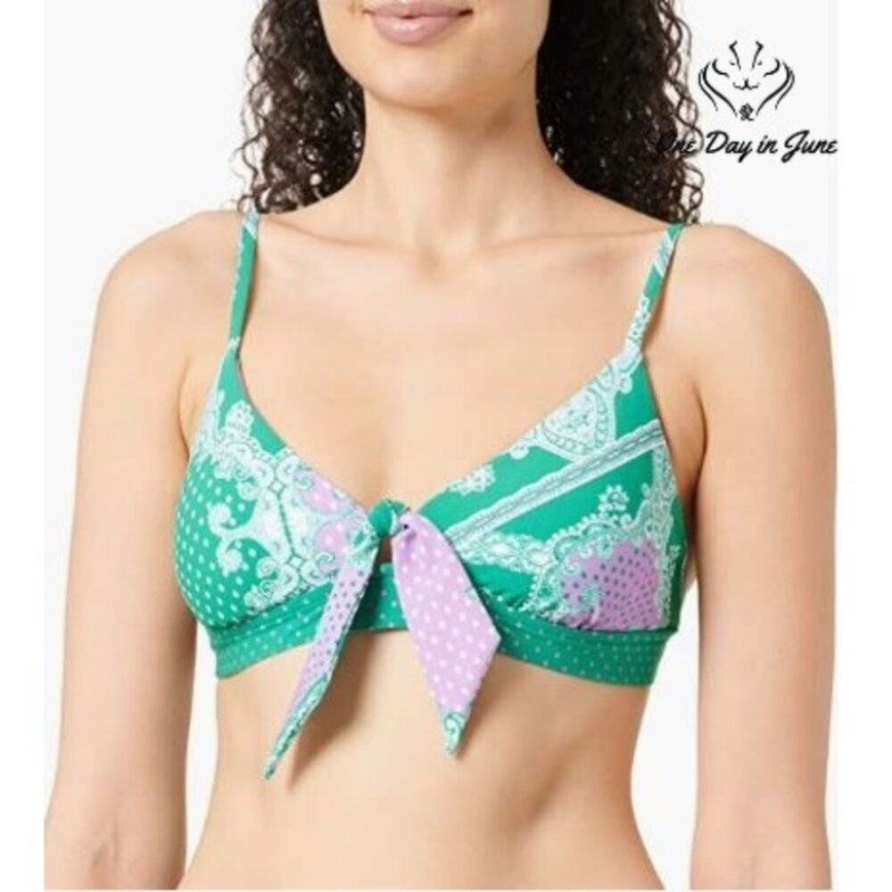 Seafolly Women's Tie Front Fixed Tri Bikini Top Swimsuit Size 4